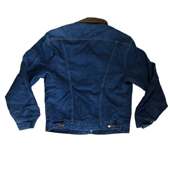 Vintage Wrangler Corduroy Collar Fur Lined Denim Jean Jacket Lined Size 42 Large - Picture 9 of 9